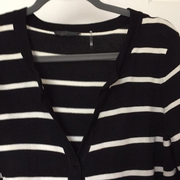 Women’s Mini Cardigan Size M Light Knit Black White Stripes Preppy Capsule - Picture 2 of 8
